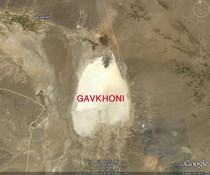 سیمای امروز گاوخونی؛ نگین سابق فیروزه ای کویر! (عکس از گوگل ارث)